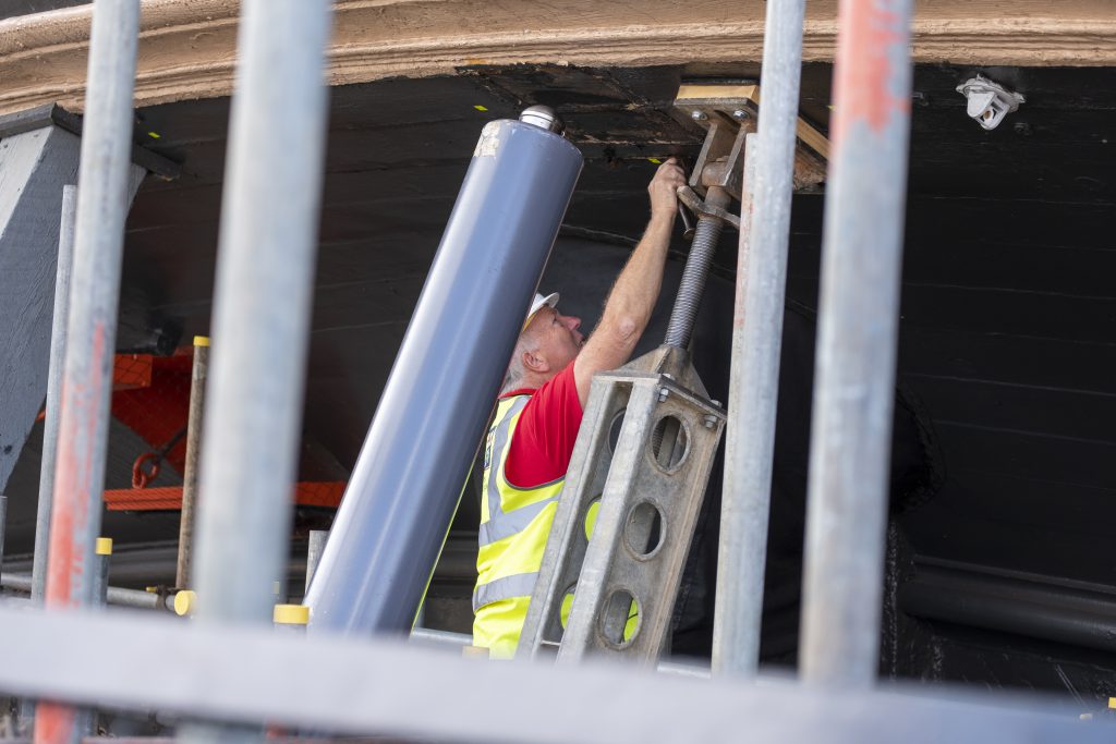 Installation of new props at stern, 2019